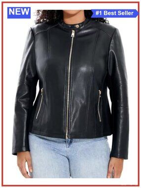 Plus Size Faux Leather Moto Jacket Oversized Motorcycle Coat